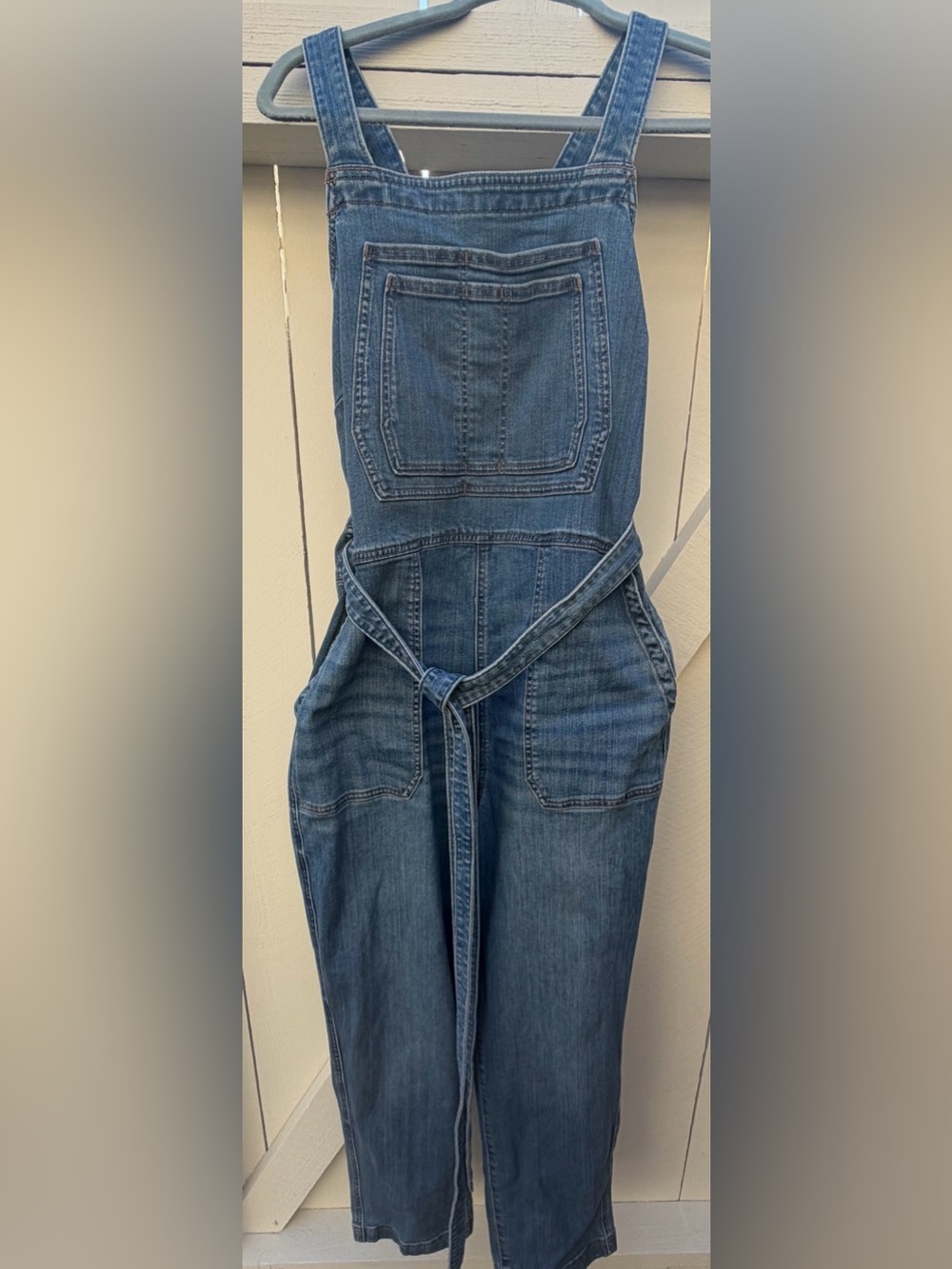 Duluth Trading Co Blue Denim Women's Overalls with Tie Waist size 10 regular